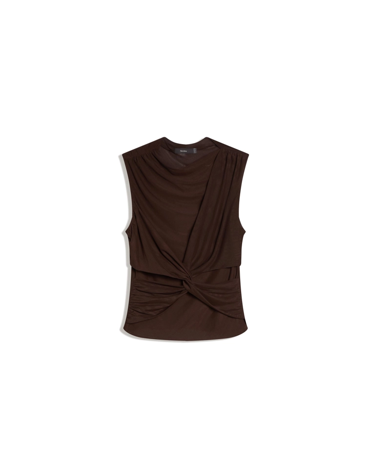 Топ из полупрозрачной ткани без рукавов