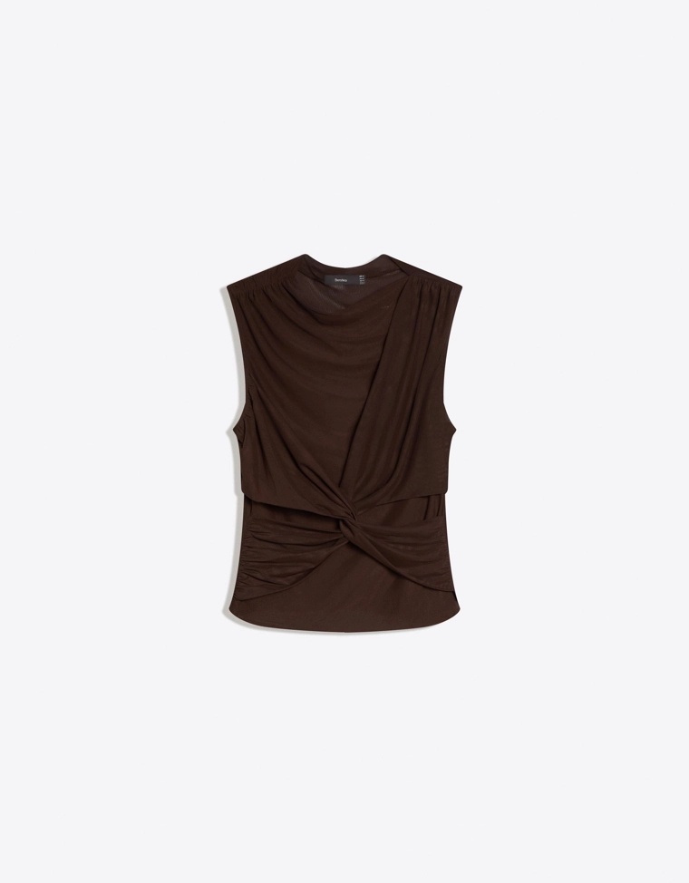 Топ из полупрозрачной ткани без рукавов