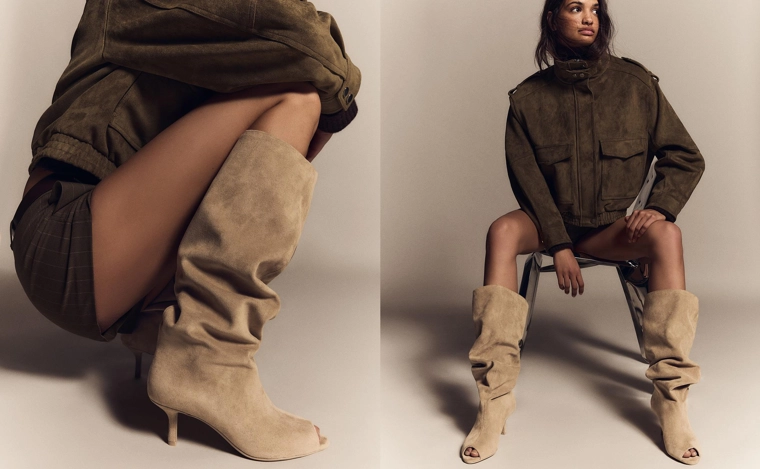 Split kitten heel boots