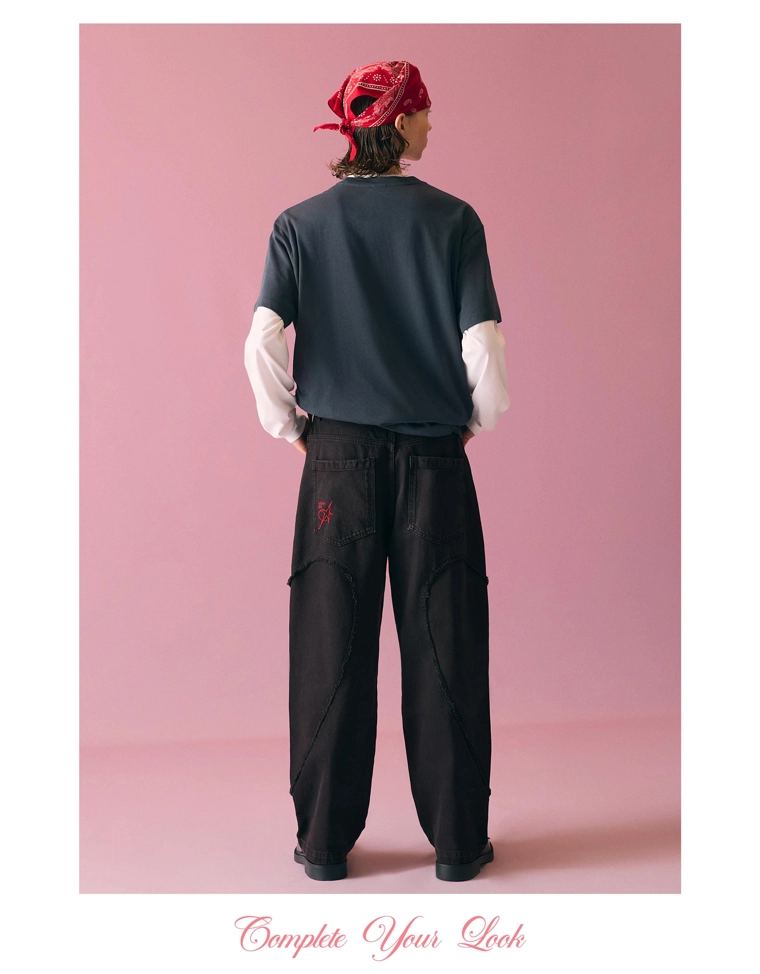 Брюки объемного свободного кроя с вышивкой