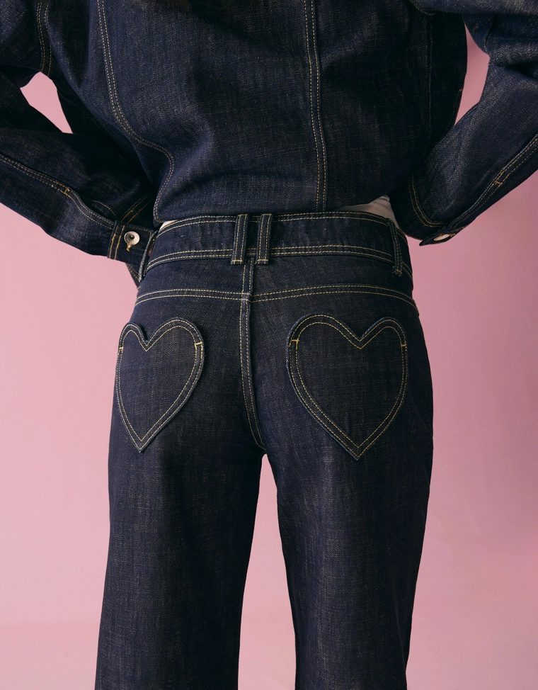 Джинсы свободного кроя с принтом