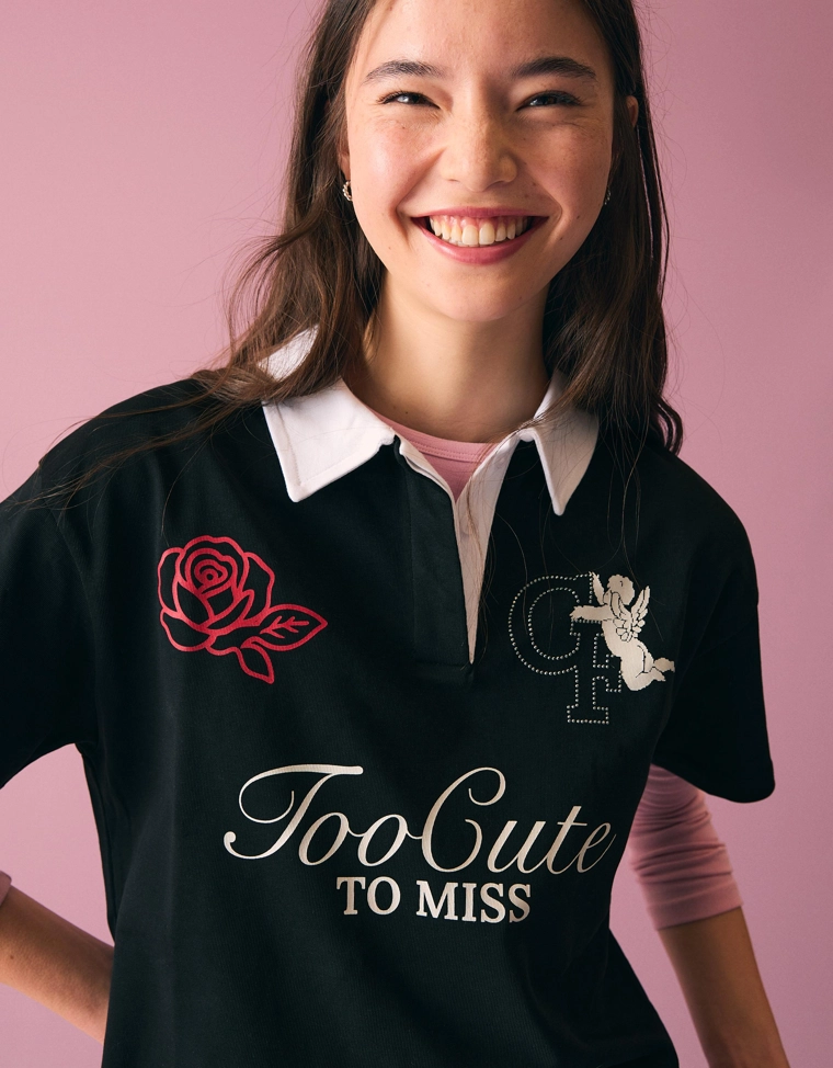 Футболка поло с принтом и стразами