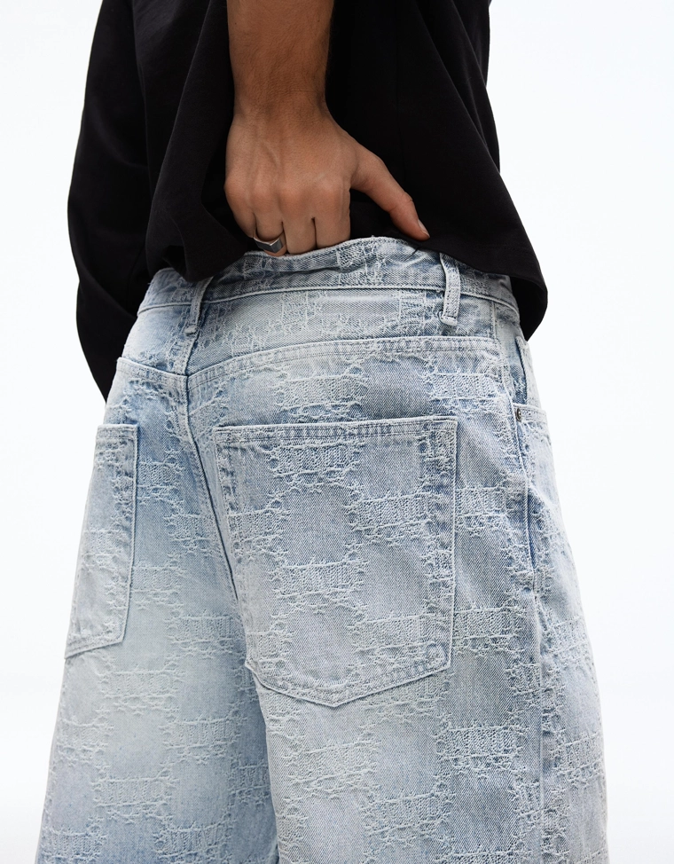 Жаккардовые джинсы свободного кроя