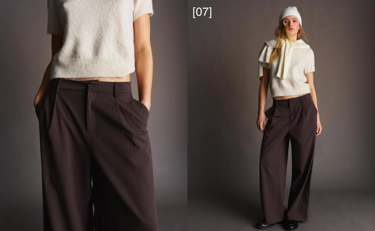 Брюки объемного кроя из двухслойной ткани