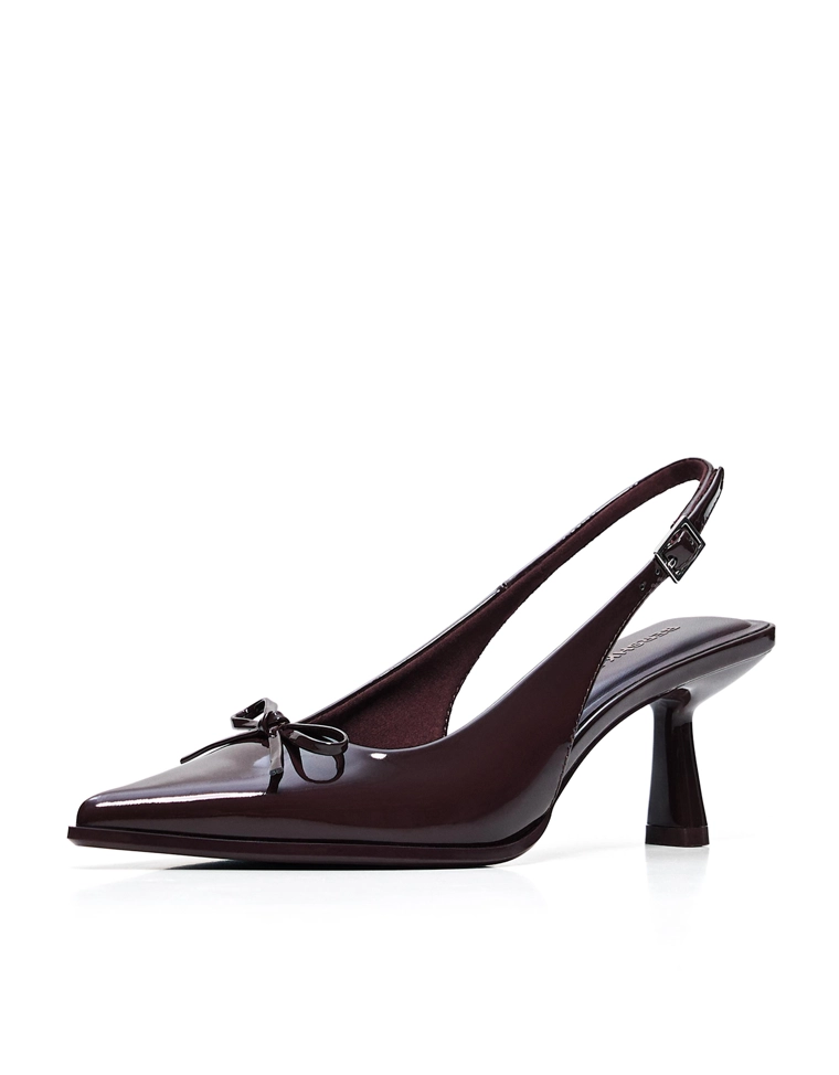 Туфли на среднем тонком каблуке с открытой пяткой