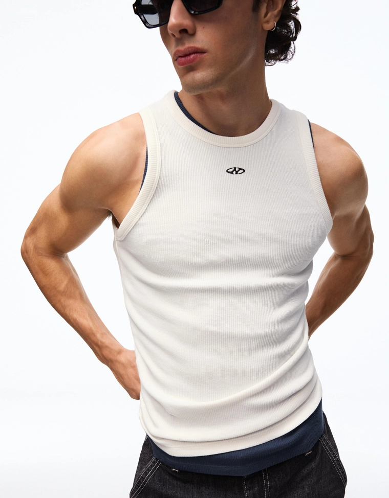 Майка рифленая с принтом