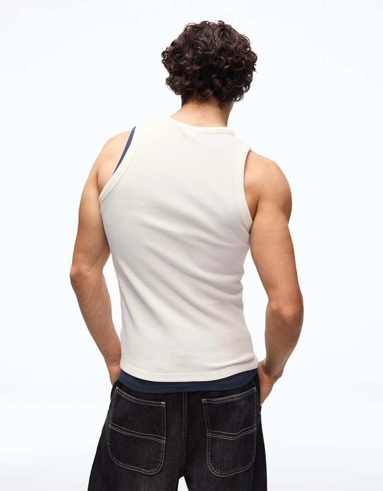 Майка рифленая с принтом