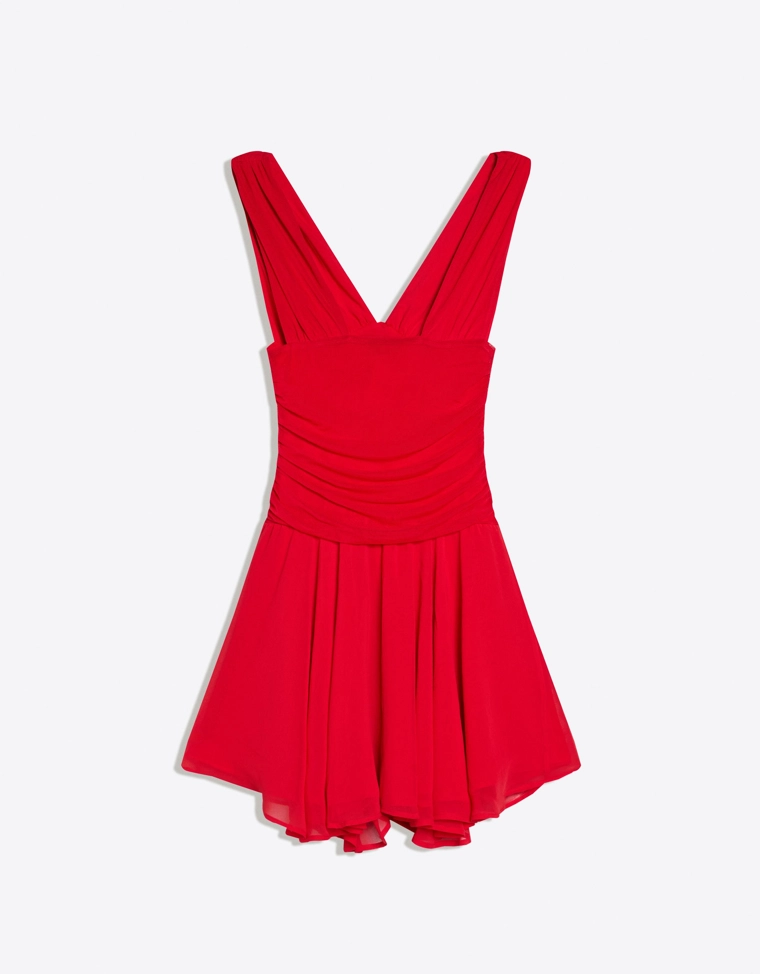 Расклешенное мини-платье из шифона