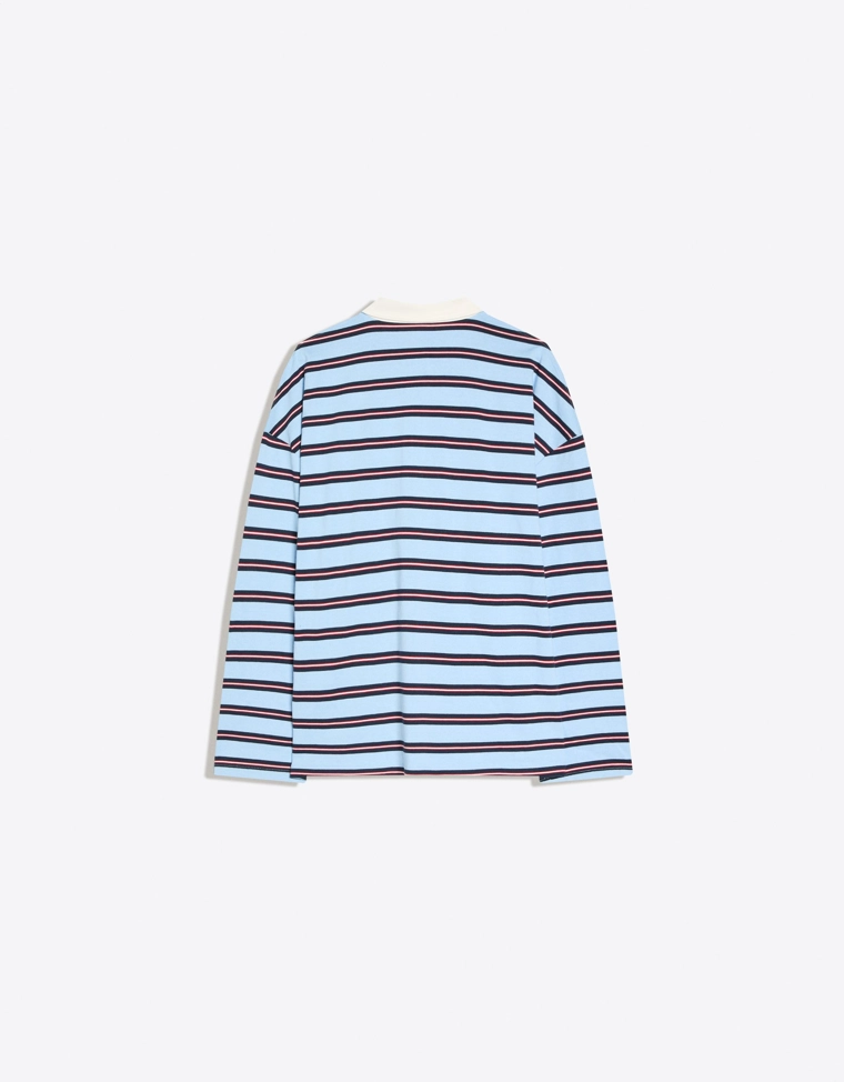 Футболка с воротником поло, длинными рукавами и принтом