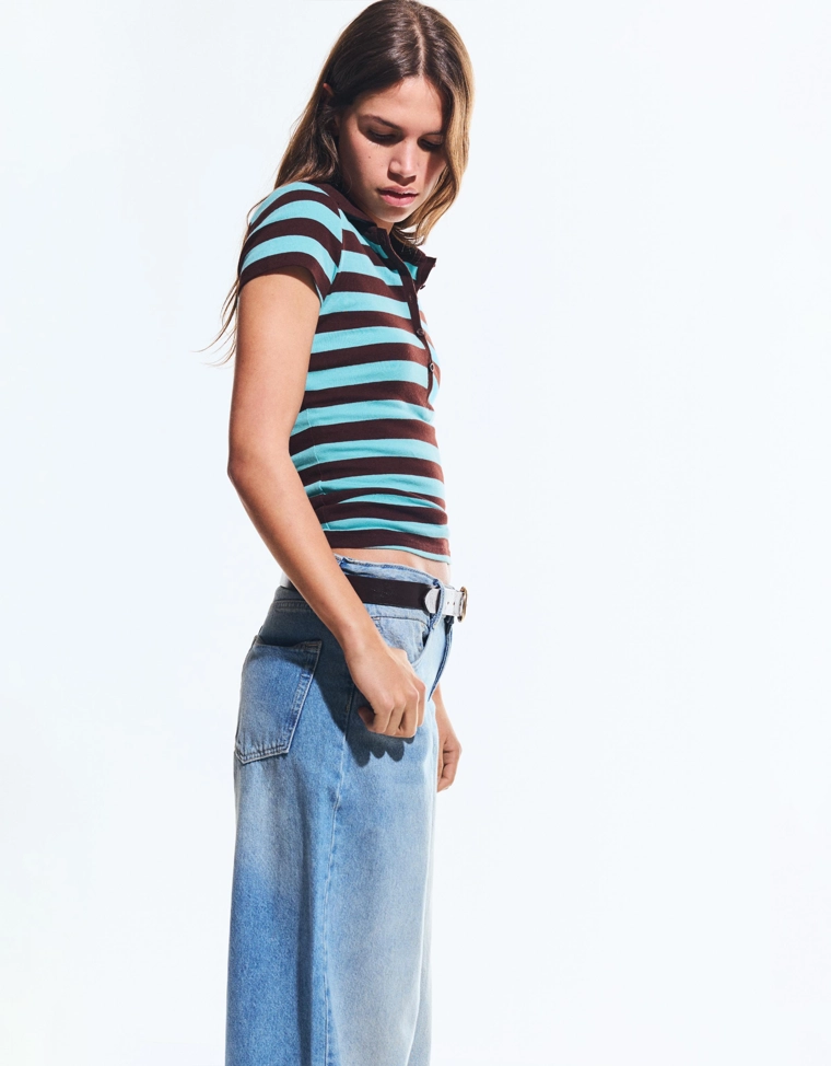 Поло в полоску с короткими рукавами