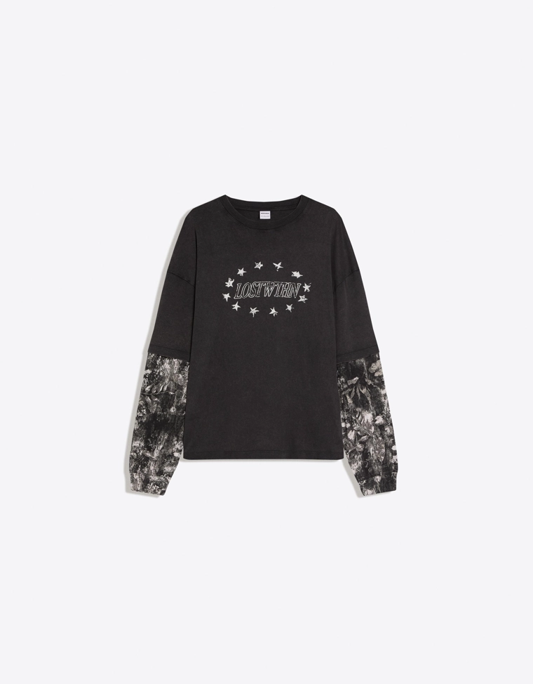 Футболка с длинными рукавами и двойным принтом