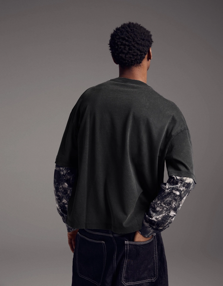 Футболка с длинными рукавами и двойным принтом