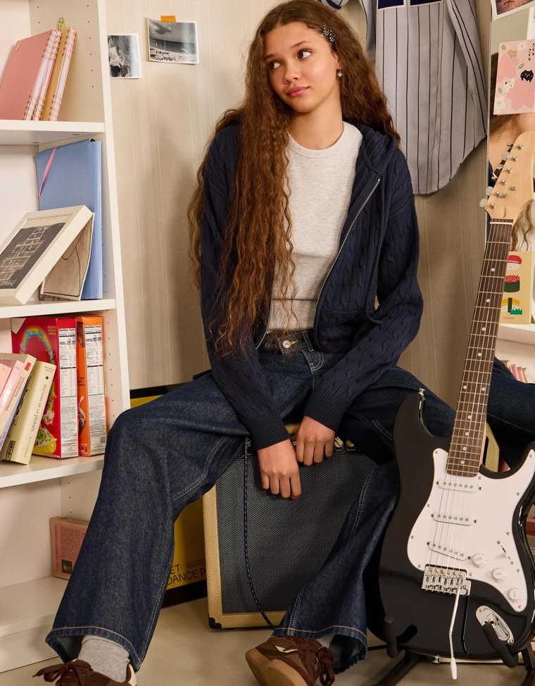 Кардиган на молнии с косами