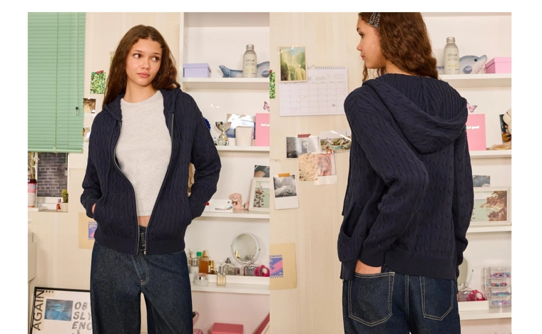 Кардиган на молнии с косами