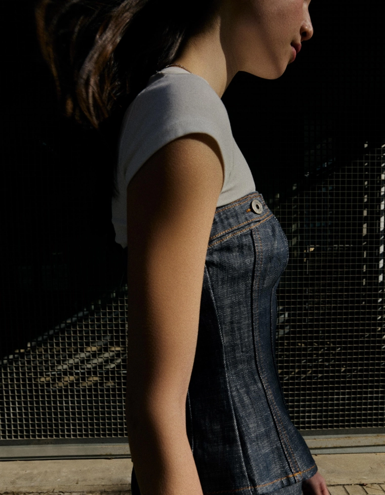 Джинсовый топ из рельефной ткани