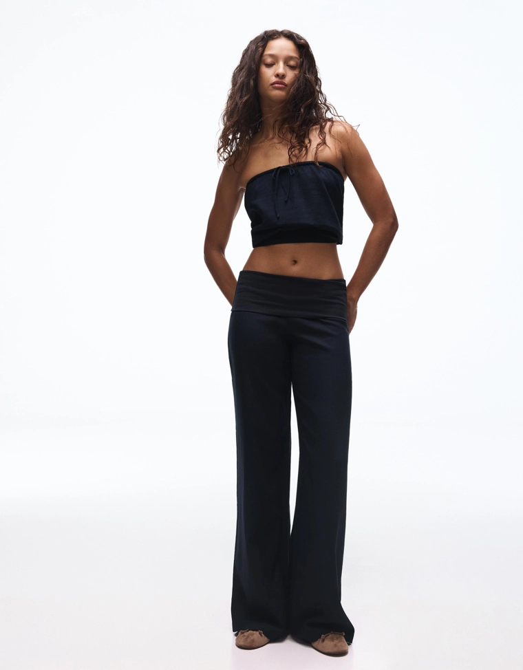 Топ бандо с льняной тканью