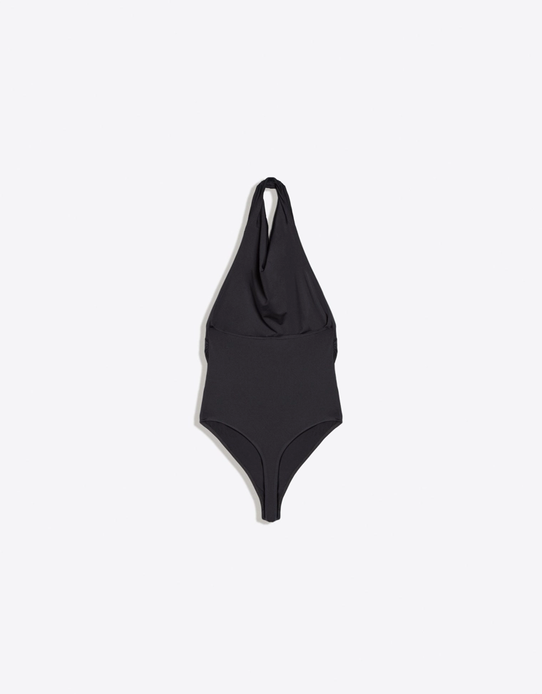 Боди с горловиной халтер и сборками