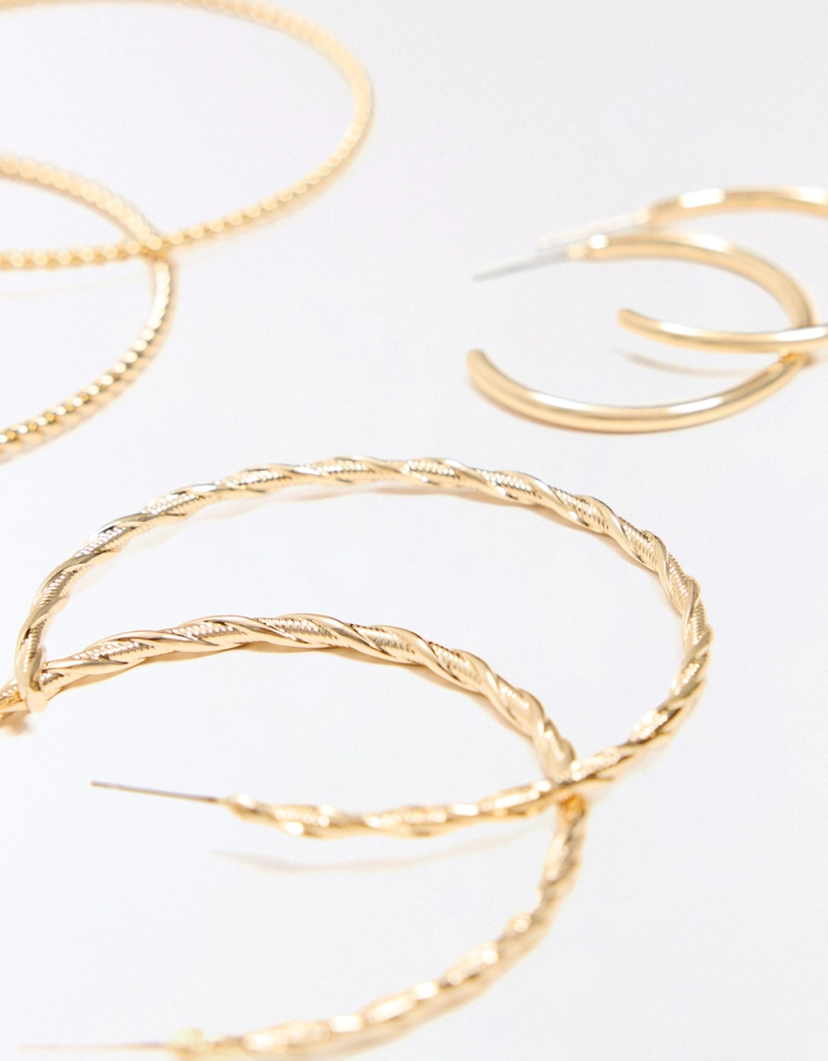 Набор из 3 пар серег-колец