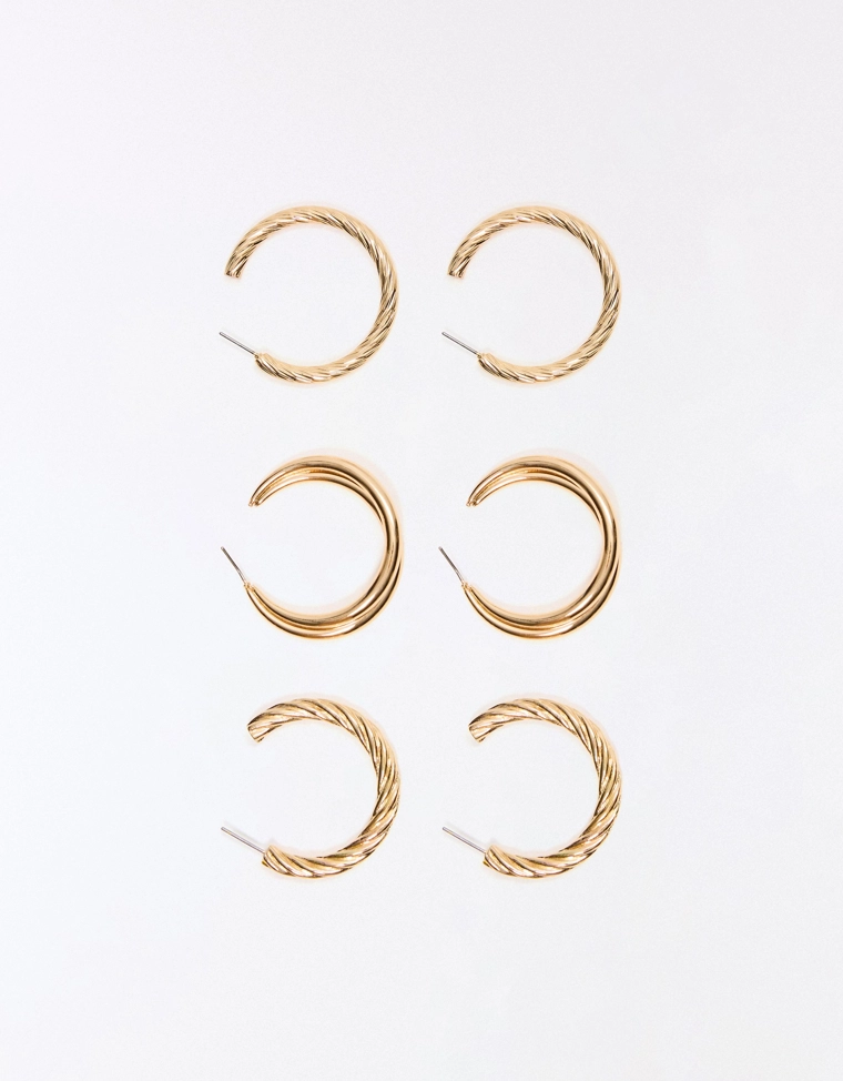 Набор из 3 пар плетеных серег-колец