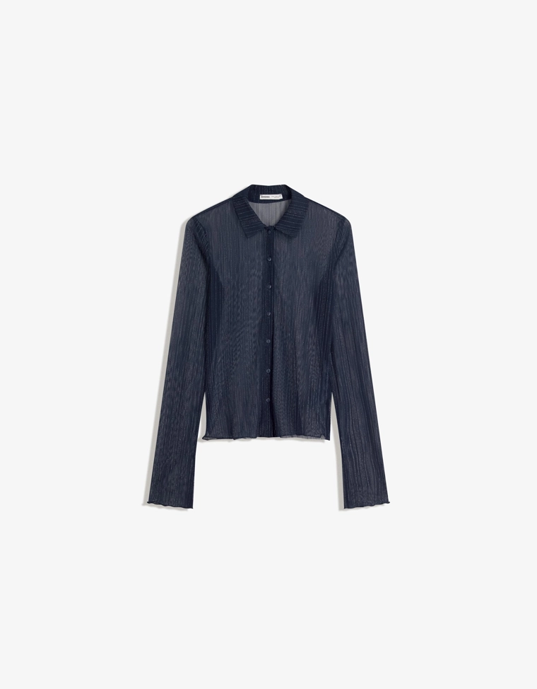 Лонгслив из полупрозрачной ткани с блестящей отделкой