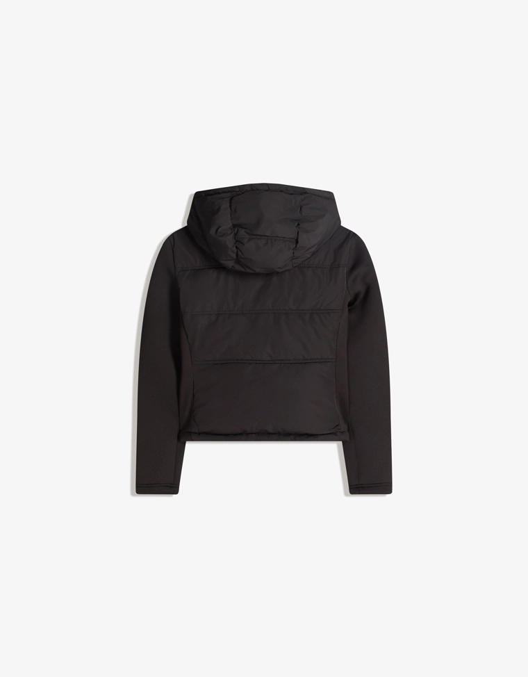 Combined hood jacket with neoprene effect