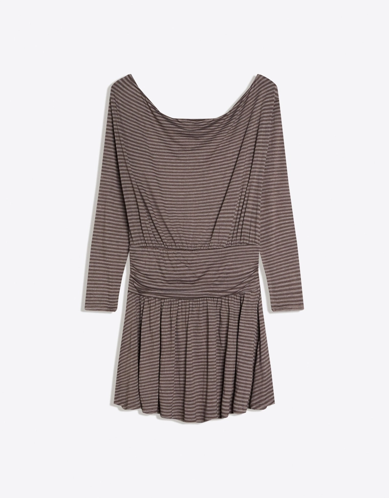 Мини-платье с длинными рукавами и поясом с принтом