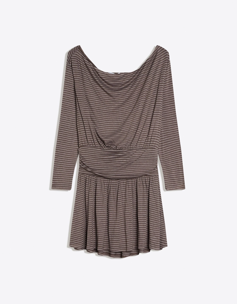 Мини-платье с длинными рукавами и поясом с принтом