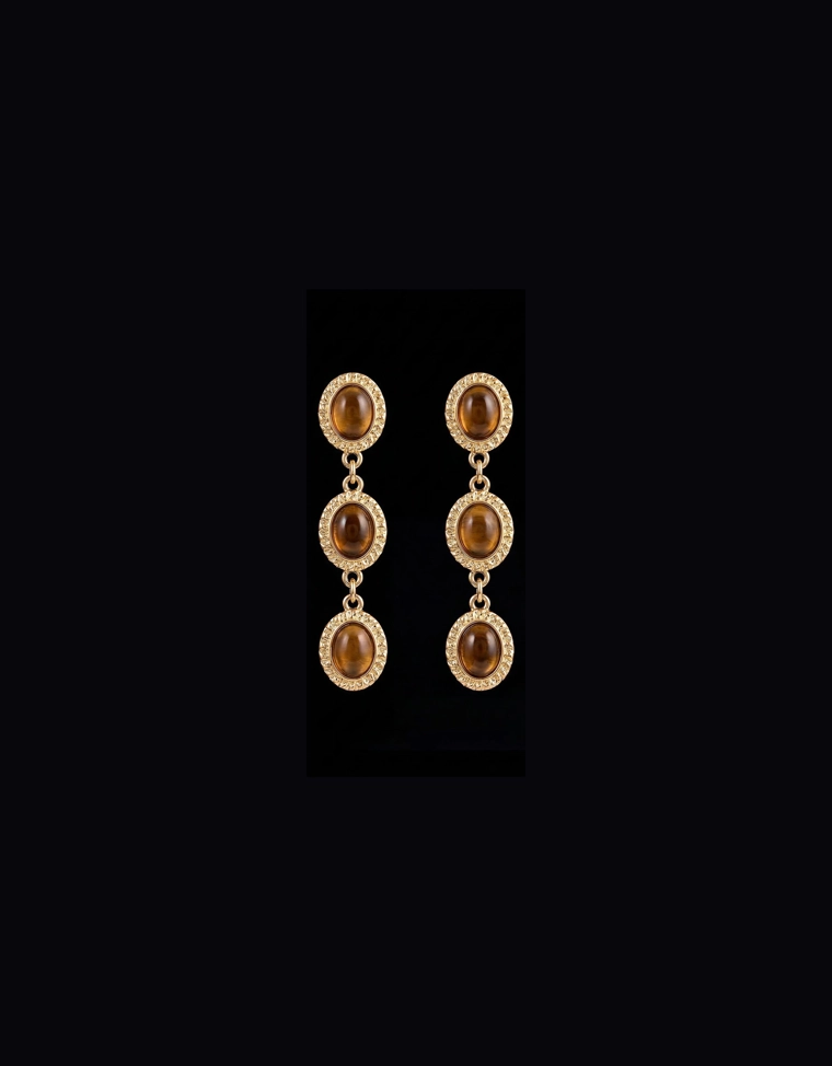 Набор из трех пар каскадных серег с камнями