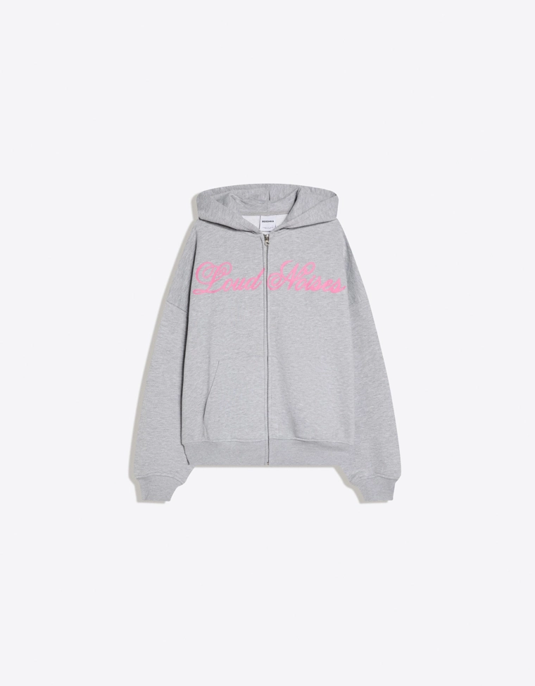 Худи оверсайз на молнии с принтом