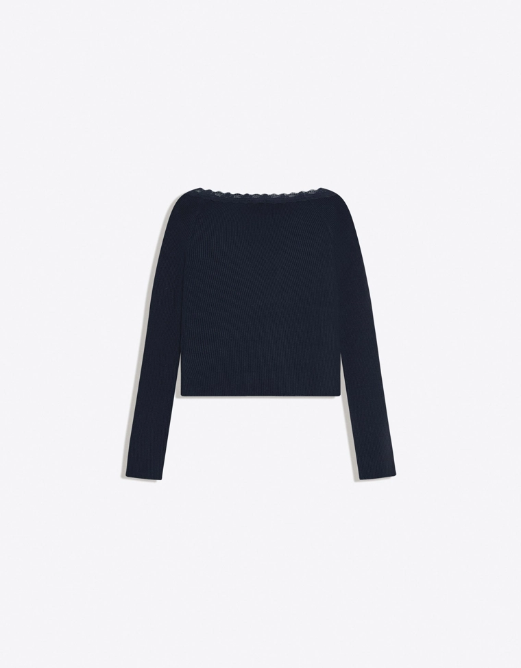 Кружевная трикотажная футболка