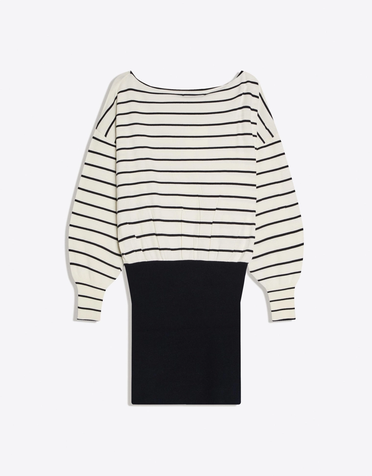Мини-платье асимметричного кроя в рубчик