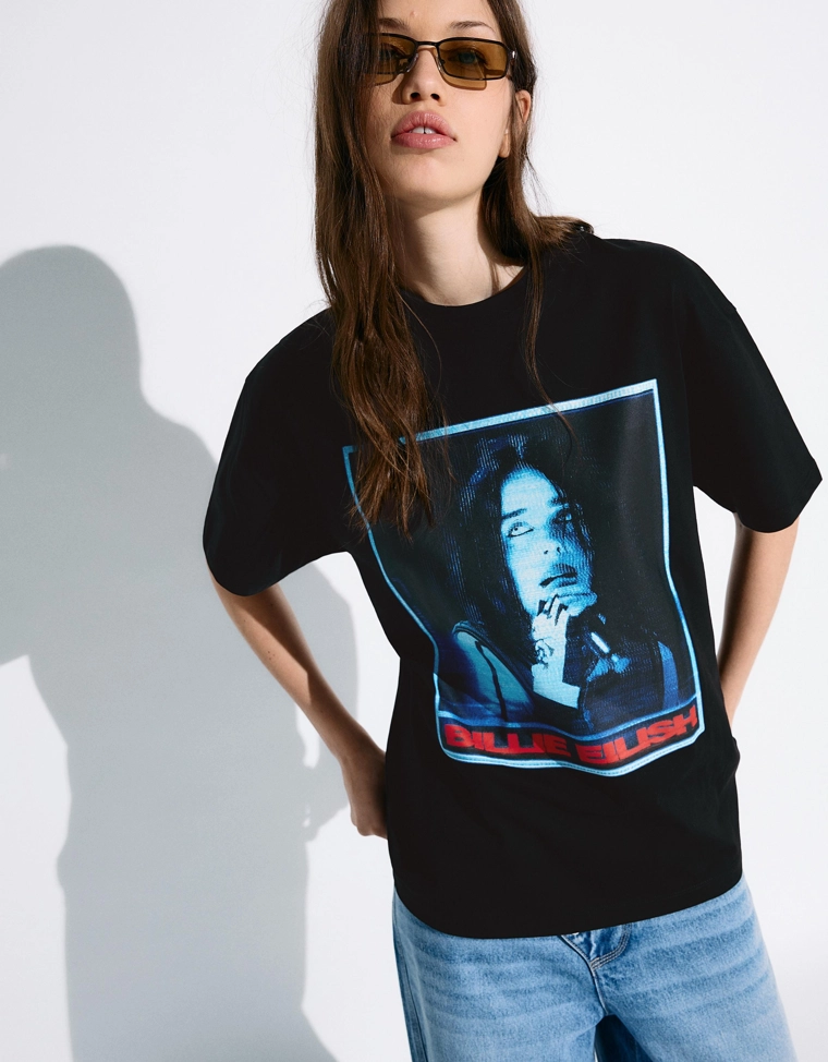 Футболка с короткими рукавами и принтом Billie Eilish