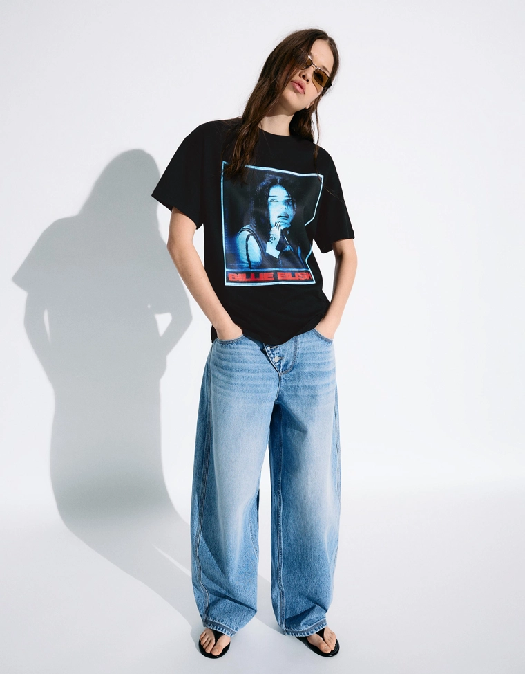 Футболка с короткими рукавами и принтом Billie Eilish