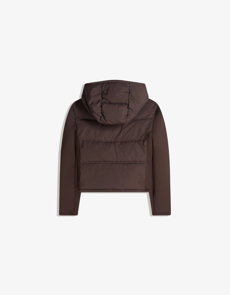 Combined hood jacket with neoprene effect
