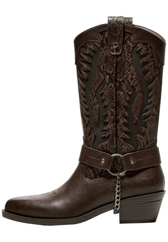 Сапоги в ковбойском стиле с анималистическим тиснением