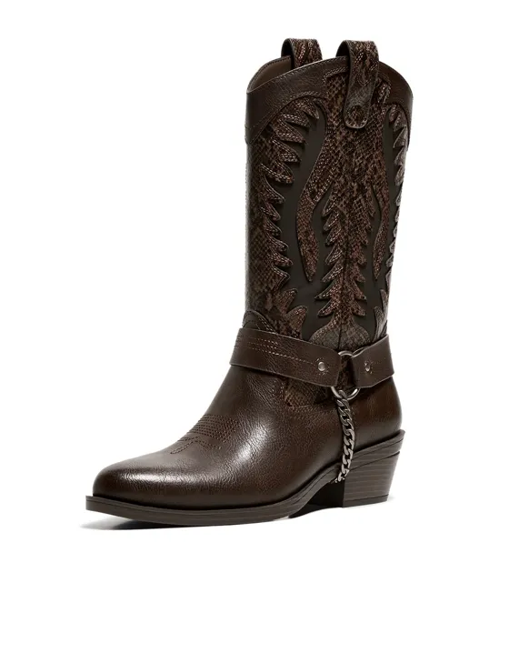 Сапоги в ковбойском стиле с анималистическим тиснением