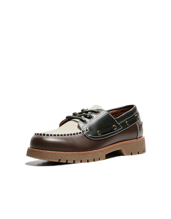 Трехцветные топсайдеры с рантом