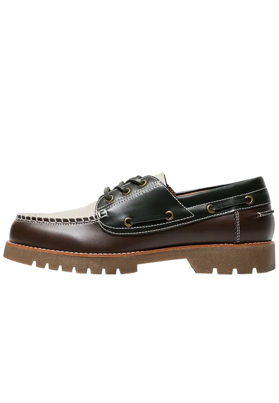 Трехцветные топсайдеры с рантом