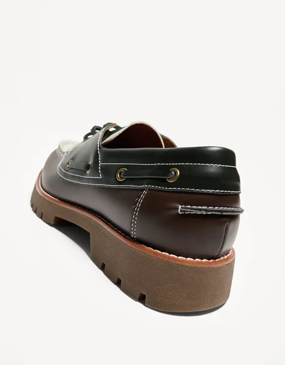 Трехцветные топсайдеры с рантом