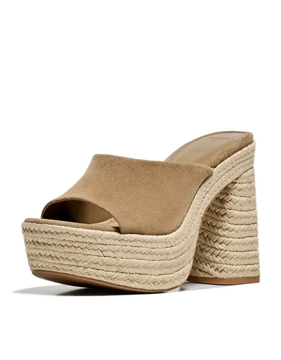Босоножки на каблуке и платформе из джута