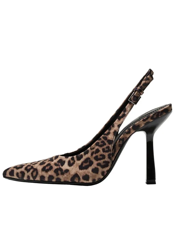 Туфли без задников на тонком каблуке с анималистическим принтом
