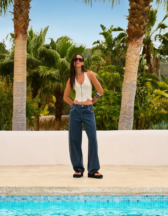 Топ из бенгалина с застежкой-молнией