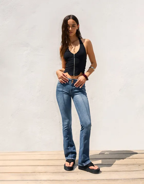 Топ из бенгалина с застежкой-молнией