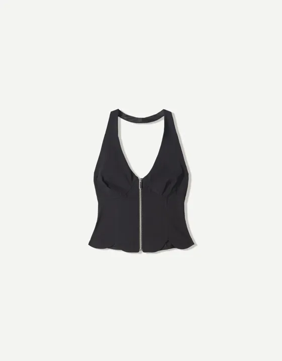 Топ из бенгалина с застежкой-молнией