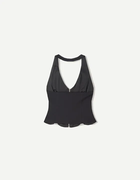 Топ из бенгалина с застежкой-молнией