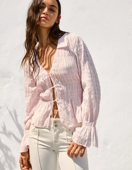 Рубашка в стиле рустик со сборками