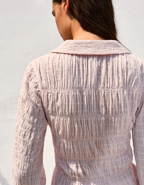 Рубашка в стиле рустик со сборками