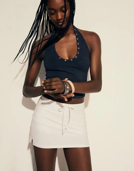 Юбка-шорты с поясом на завязках