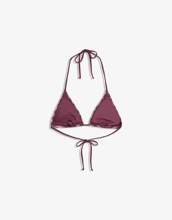 Топ бикини с треугольными чашками в полоску