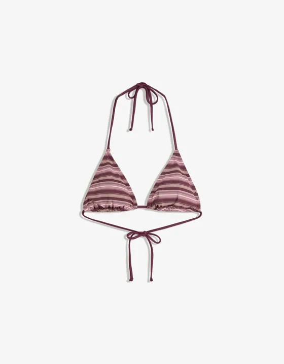Топ бикини с треугольными чашками в полоску